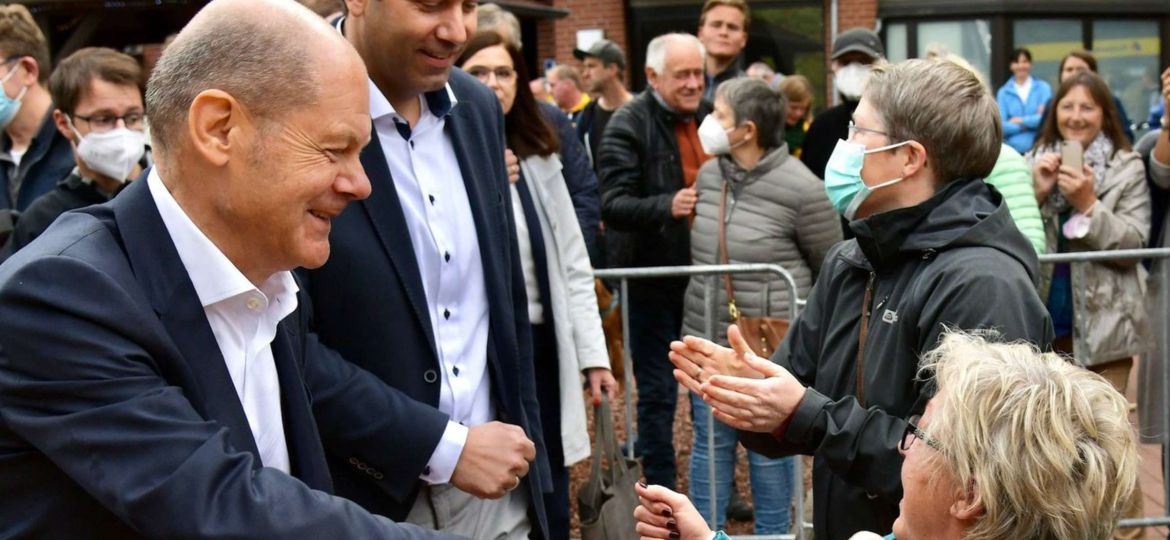 Olaf Scholz Wahlkampf in Münster-klein