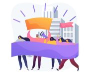 Social movement abstract concept vector illustration. Big crowd, mass protest, social or political change, group action, democratic movement, political rights, propaganda abstract metaphor.